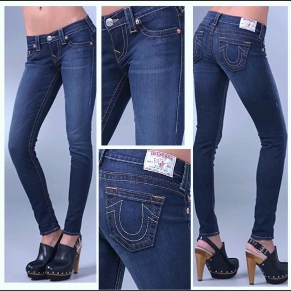 TRUE RELIGION Legging Seat Denim Jeans Size 27 STYLE# WAKL59B09 Low Rise Y2K